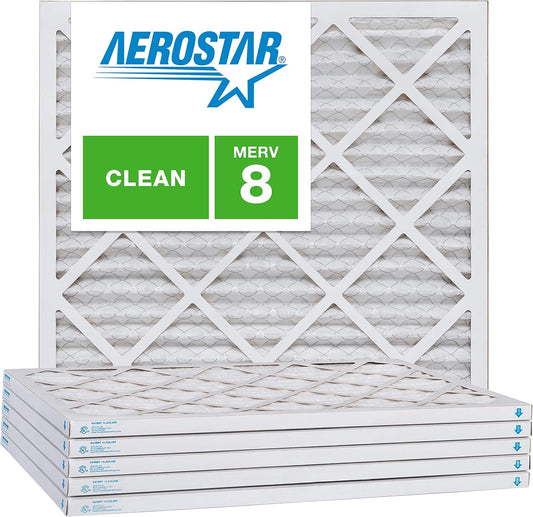 Aerostar 8x8x1 MERV 8, Pleated Air Filter, 8x8x1, Box of 6, Made in the USA