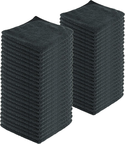 Microfiber Cleaning Cloths, 240 Pack, 16"x16", All-Purpose, Softer, Highly Absorbent, Lint-Free, Reusable, Washable Pro Towels, Black, for House, Kitchen, Bathroom, Car, Office