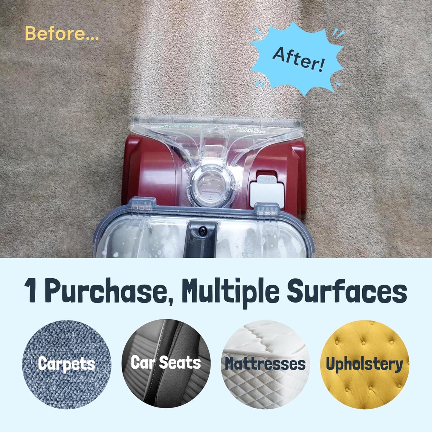 Sunny & Honey Carpet Cleaner Solution - 32 Fl Oz, Fresh Summer Scent - Rug Shampoo & Upholstery Cleaning Solution - Pet Odor Eliminator & Pet Stain Remover