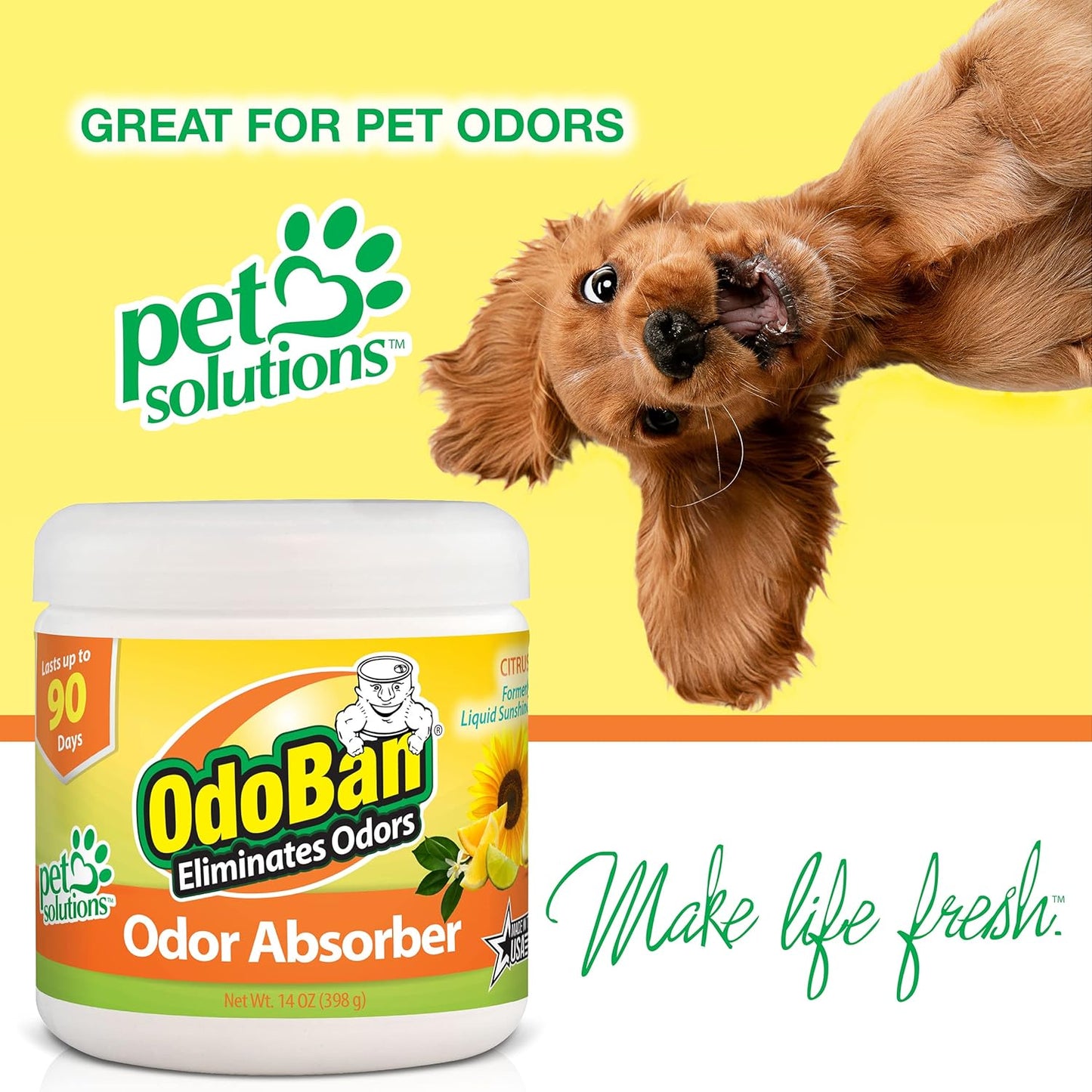OdoBan Solid Odor Absorber Eliminator for Home and Small Spaces, Citrus Scent, 14 Ounces Each, 9-Pack