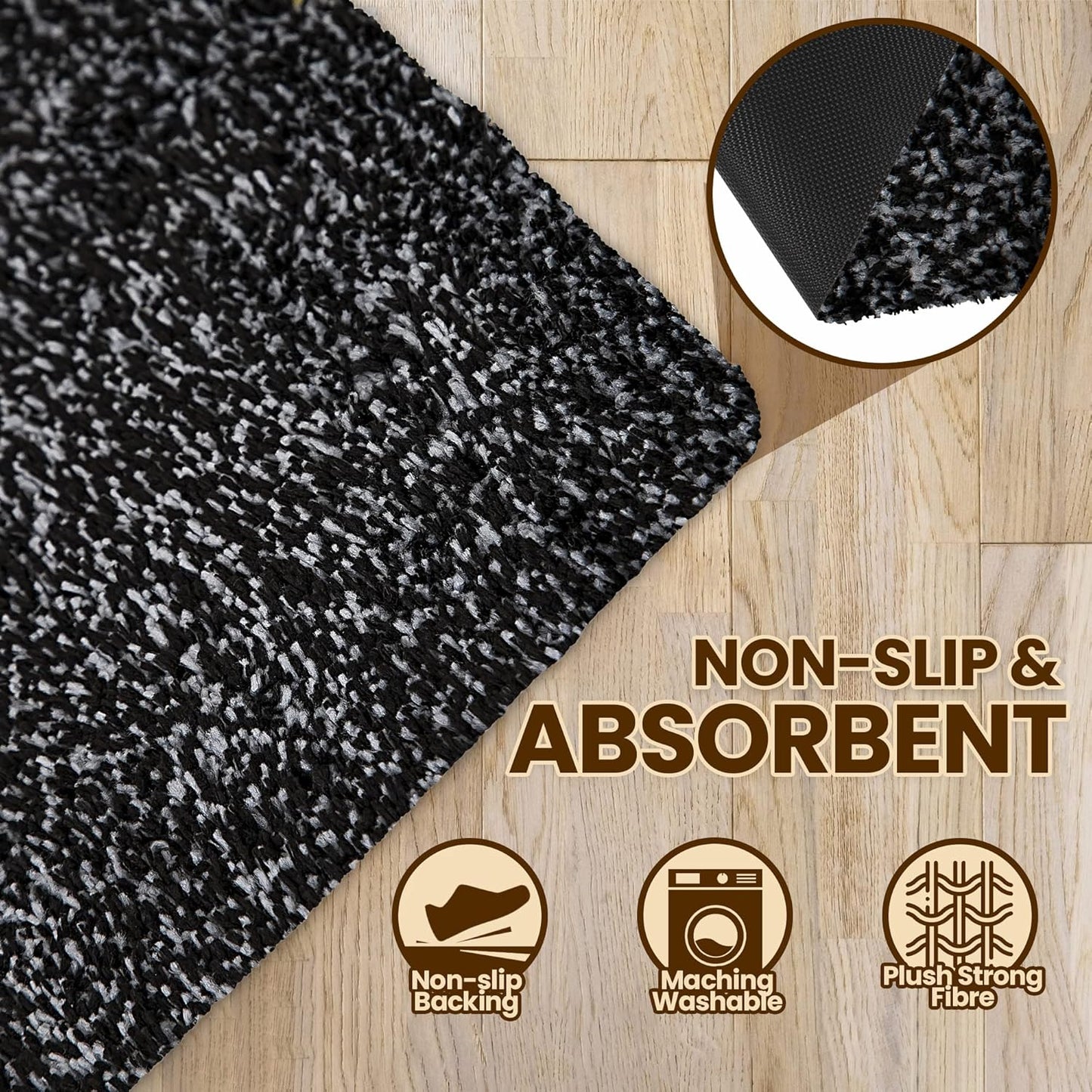 Premium Microfiber Indoor Door Mat – 24"x36" Washable Entry Mat, Non-Slip, Waterproof Backing, Super Absorbent, Low Profile Entryway Doormat for Indoor Entrance