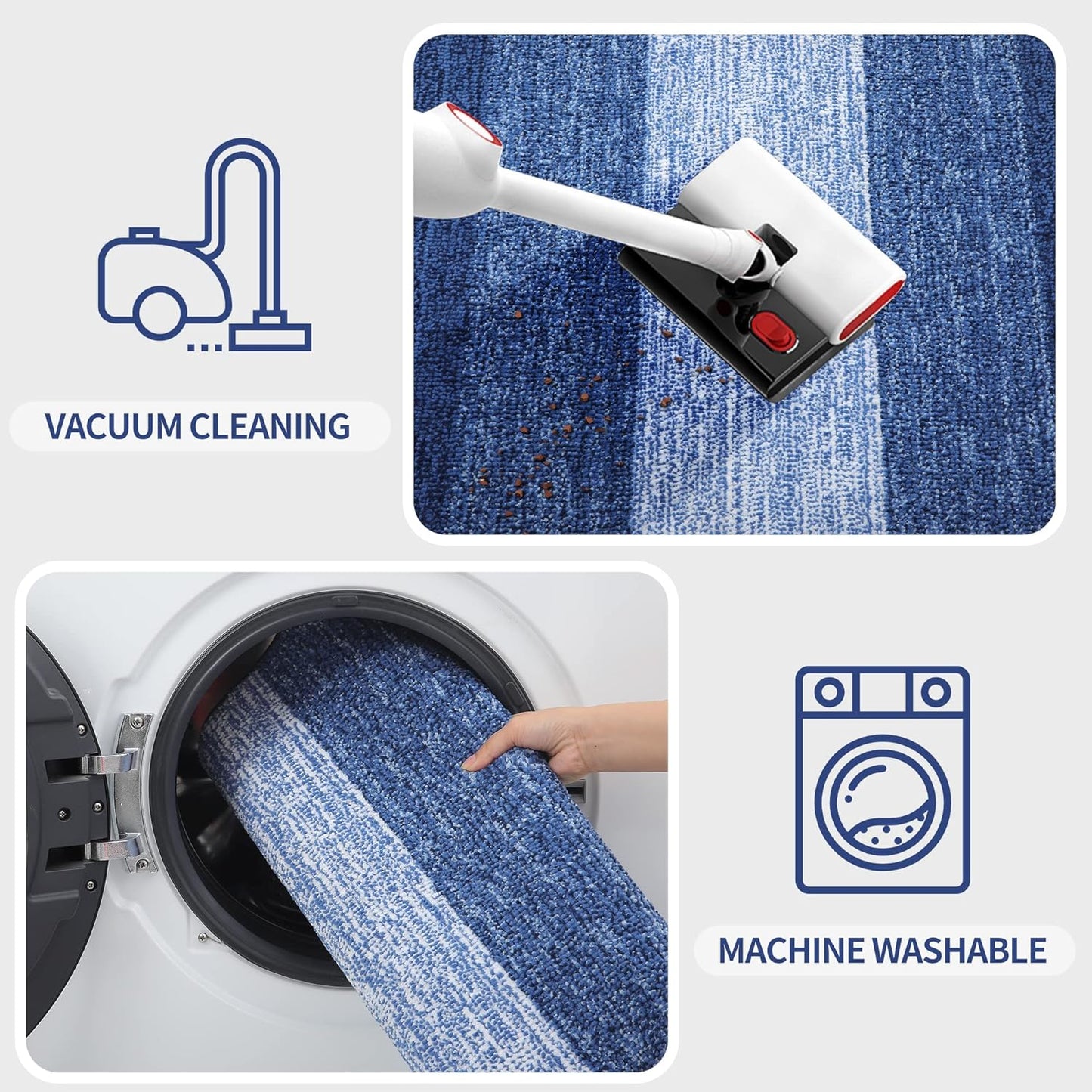 Kitinjoy Indoor Outdoor Door Mat, 40x32 Non-Slip Absorbent Dirt Trapper, Low-Profile Washable Inside Entrance Front Floor Mat, Sturdy Soft Entry Doormats for Entryway, Navy Blue