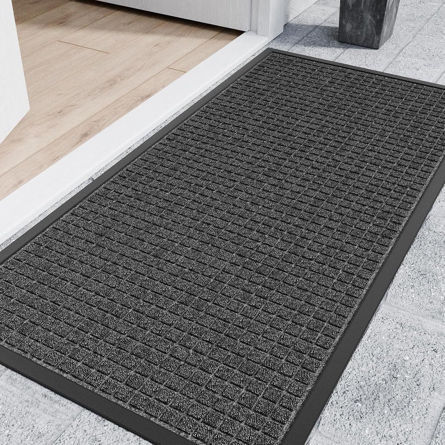 Indoor Outdoor Front Door Mats, 48" x 36" Rubber Backing Non Slip Durable Welcome Floor Mats for Patio, Garage Entrance, Stain and Fade Resistant Commercial Doormats for High Traffic