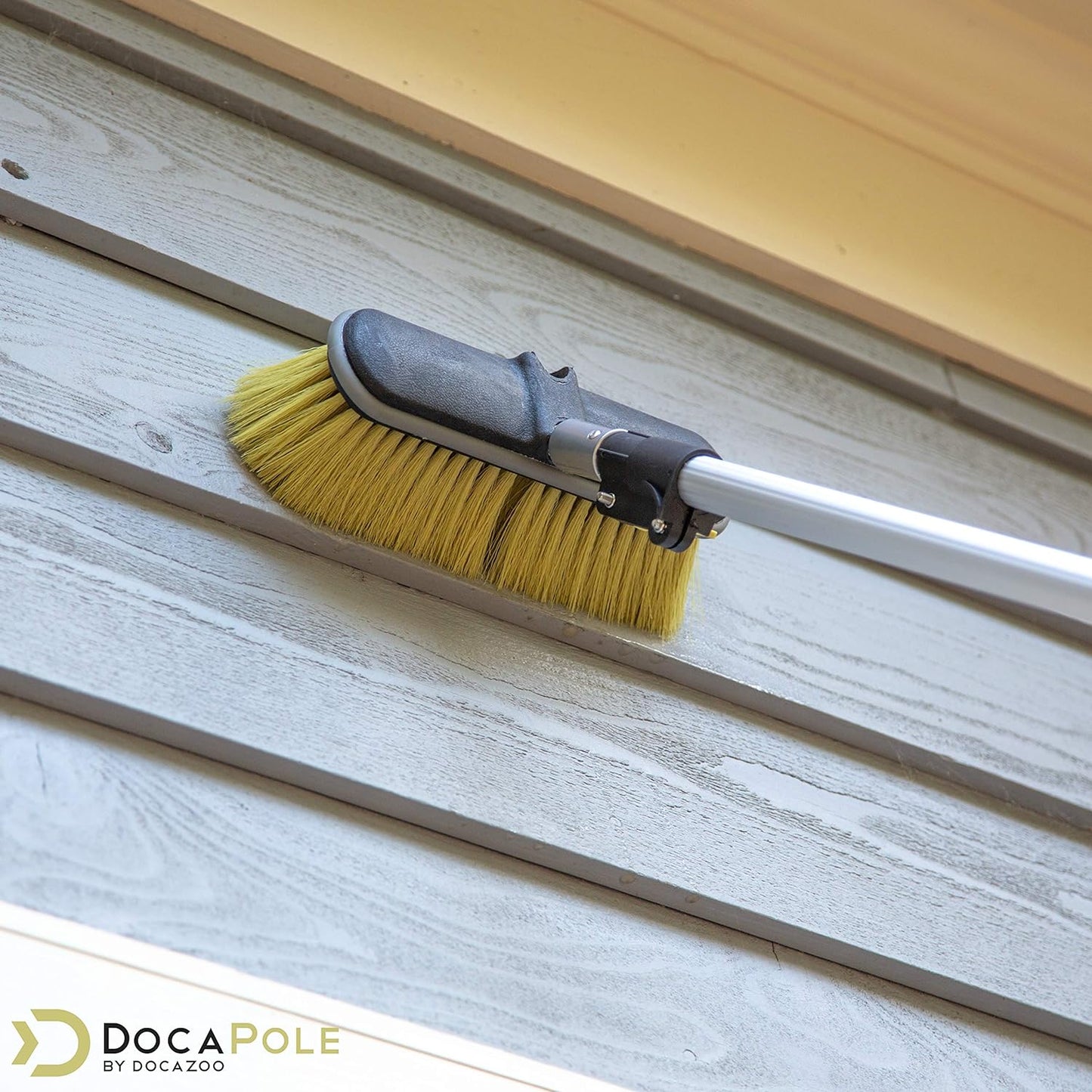 DOCA Scrub Brush Attachment for Long Handle Extension Pole - Outdoor Broom and Scrubbing Brush for House Floor, Deck, Patio, Car - Medium Brush
