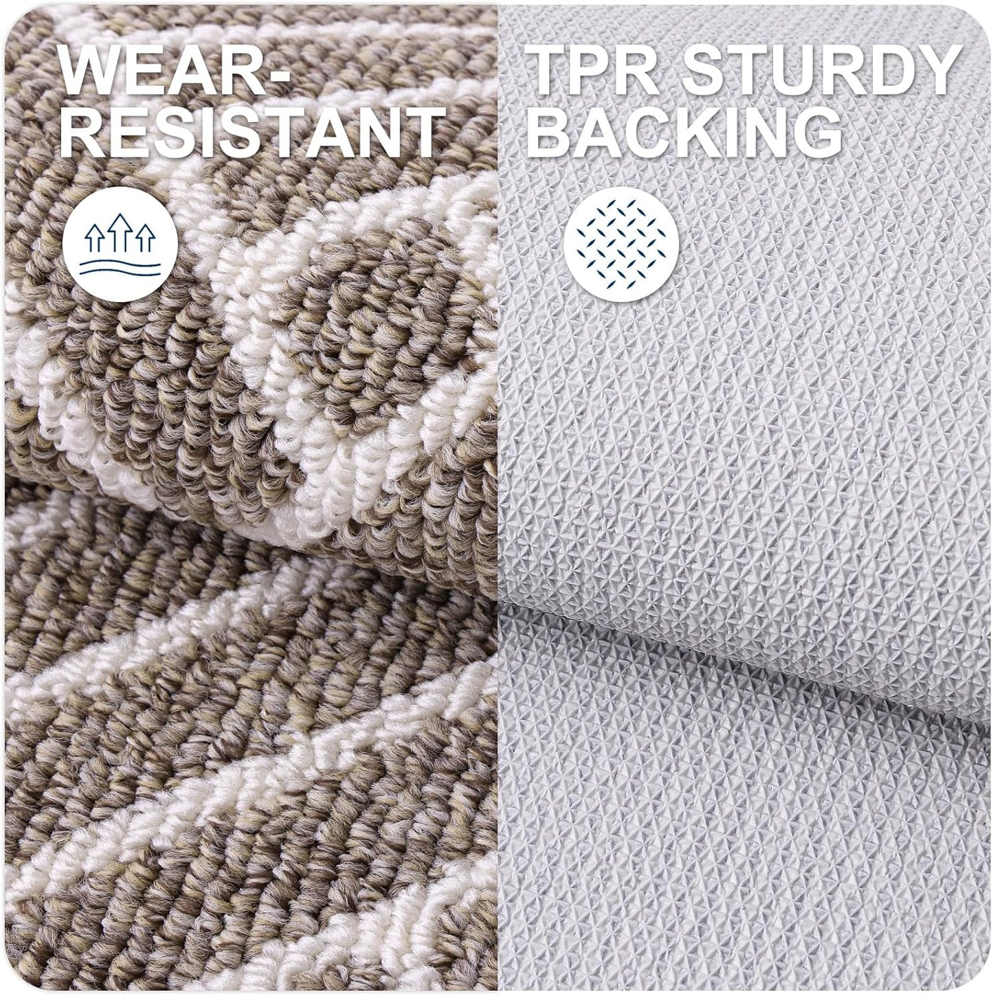 OLANLY Runner Indoor Door Mat, 59x23 Inch, Dirt Resistant and Absorbent, Non-Slip Rubber Backing Floor Mats, Easy Clean Low-Profile Doormat for Entryway, Front Door, and Inside Entrance, Khaki