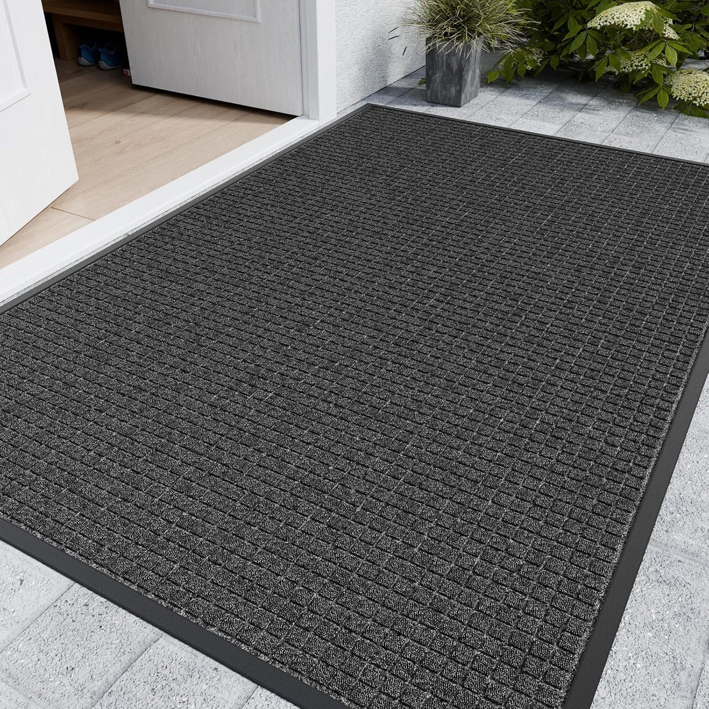 Indoor Outdoor Front Door Mats, 60" x 36" Rubber Backing Non Slip Durable Welcome Floor Mats for Patio, Garage Entrance, Stain and Fade Resistant Commercial Doormats for High Traffic