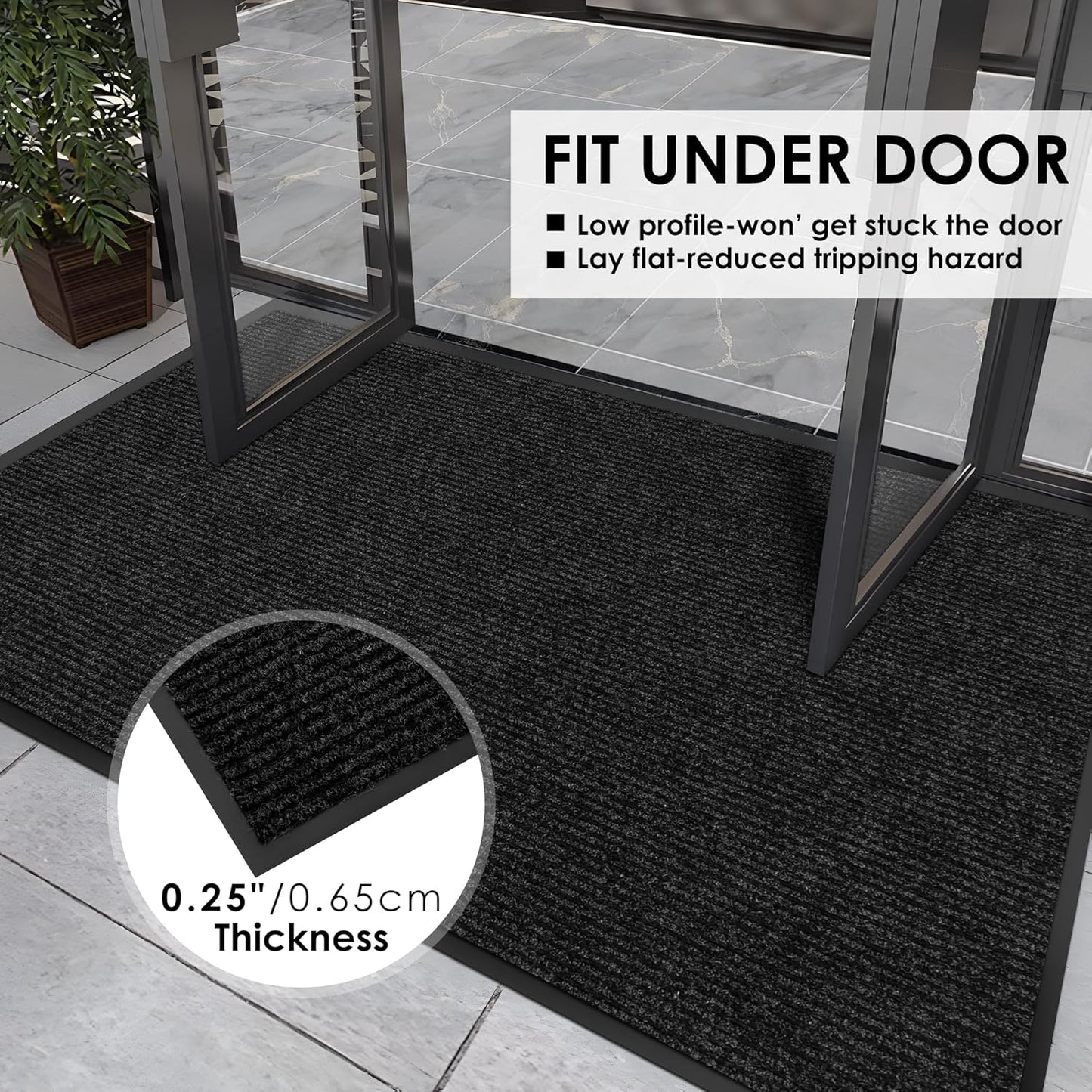 2′ x 49′ Front Door Mat Indoor Outdoor Entrance, Commercial Floor Mat Heavy Duty Dirt Trapper Entryway Doormat, Custom Size Non Slip Rubber Backing Welcome mat, Door Mat for High Traffic Area