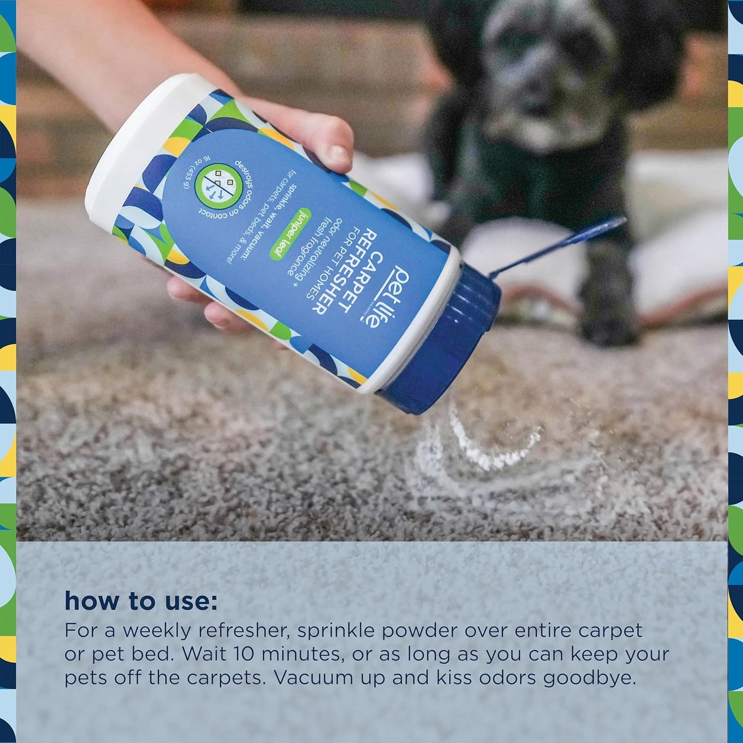 Pet Life Unlimited Carpet Refresher & Deodorizer Powder - Pet Safe, Plant Based Juniper Leaf Scent, Made in USA - 16oz (Pack of 1)