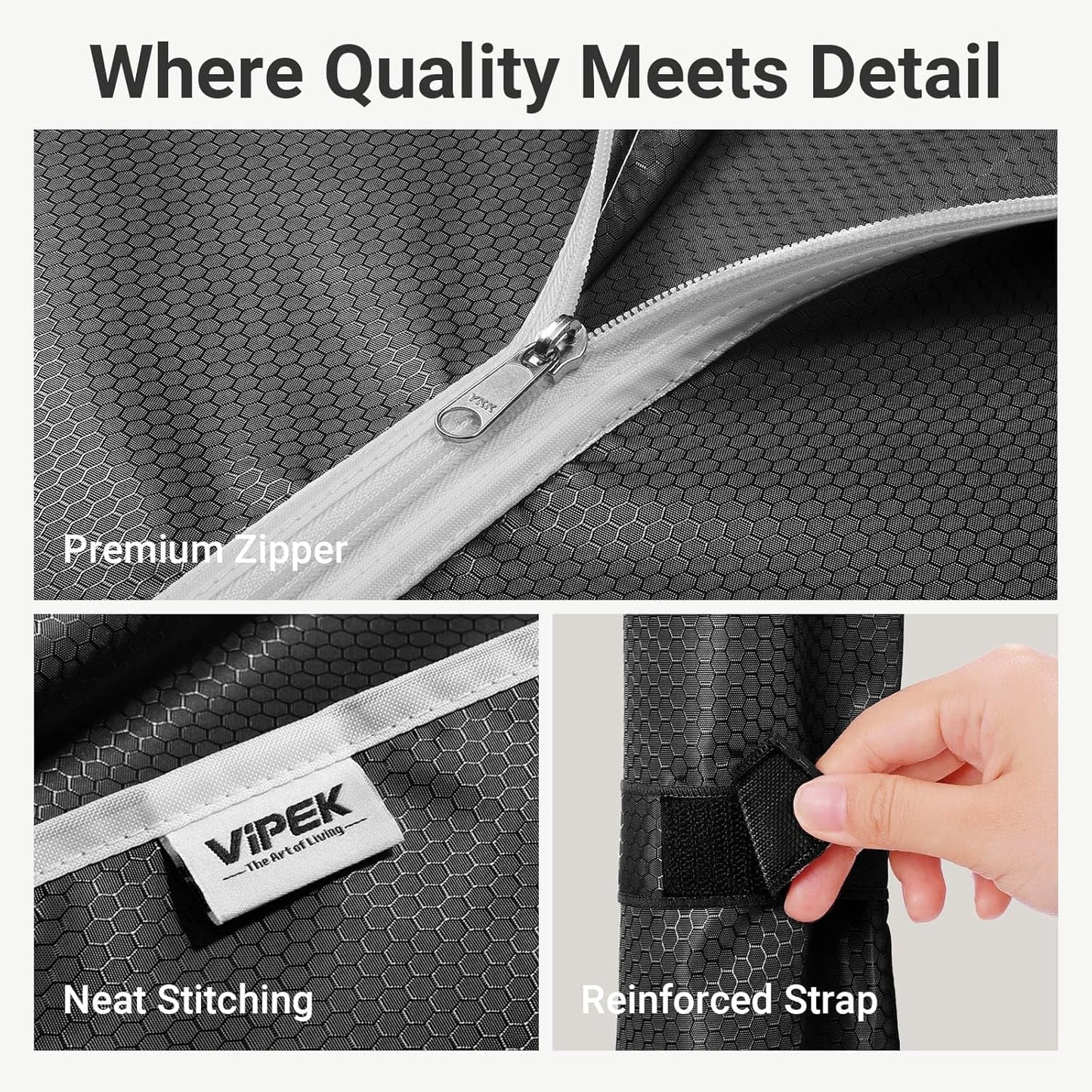 VIPEK V5C Covered Clothes Rack Heavy Duty Portable Closet Wardrobe, Freestanding Black Metal Clothing Rack with Black Dustproof Cover, Adjustable Custom Closet Rack, 57.9"L x 17.3"W x 76.4"H (Medium)