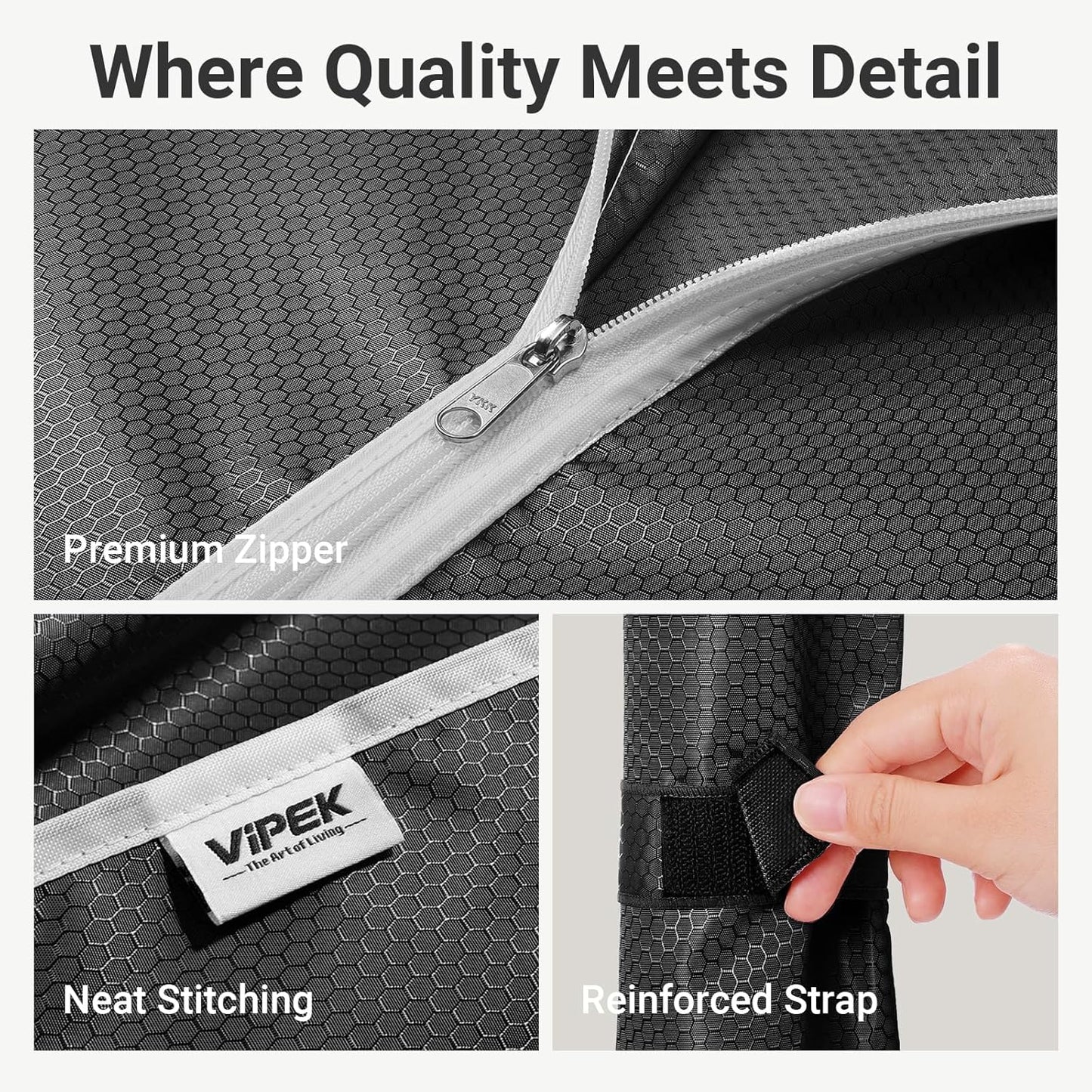 VIPEK V7C Garment Racks with Cover Portable Closets for Hanging Clothes, Heavy Duty Clothes Rack with Shelves Metal Closet Wardrobe, Max 670lbs, White Rack with Black Upgraded Polyester Cover