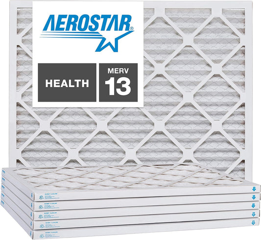 Aerostar 24x28x1 MERV 13, Pleated Air Filter, 24x28x1, Box of 6, Made in the USA