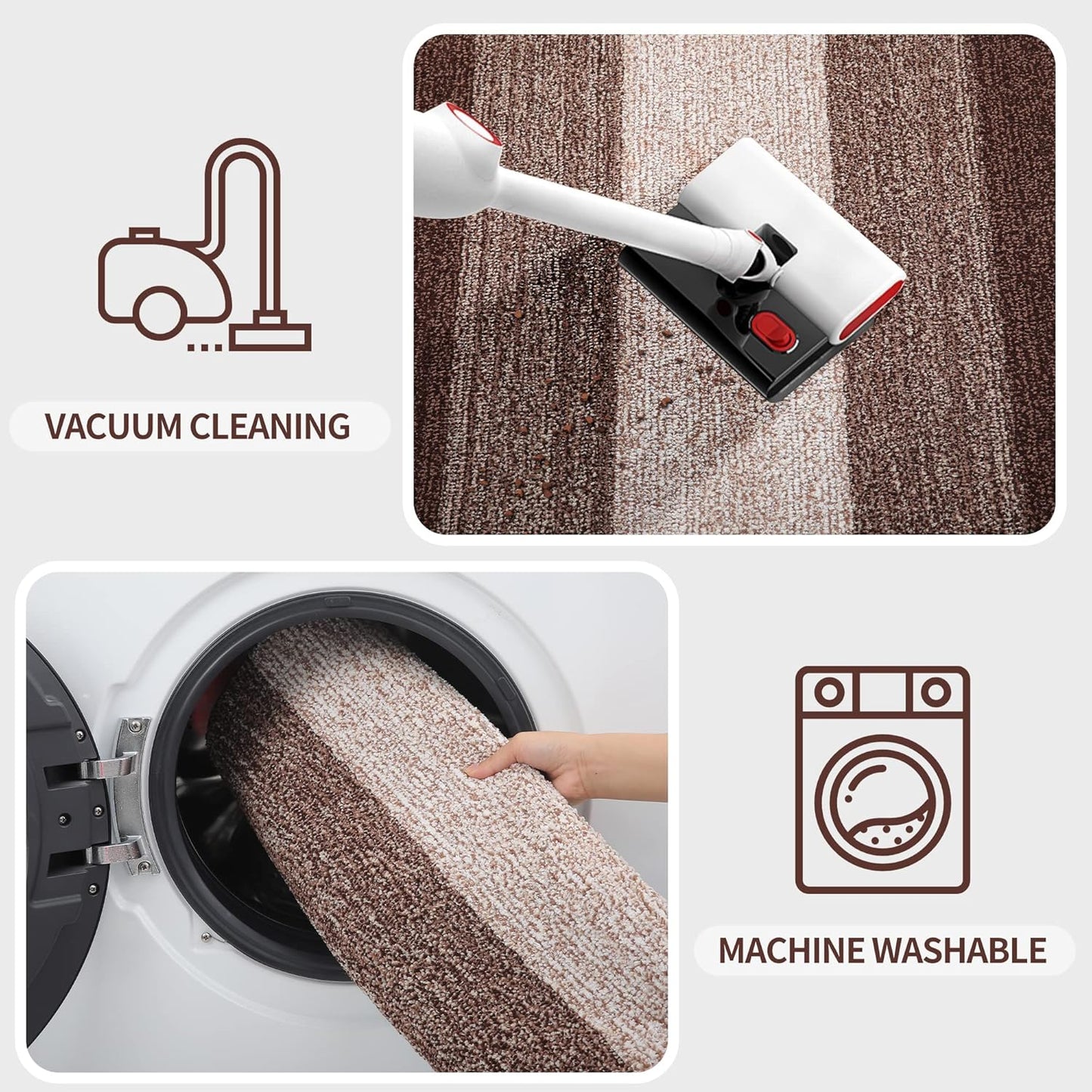 Kitinjoy Indoor Outdoor Door Mat, 30x17 Non-Slip Absorbent Dirt Trapper, Low-Profile Washable Inside Entrance Front Floor Mat, Sturdy Soft Entry Doormats for Entryway, Brown
