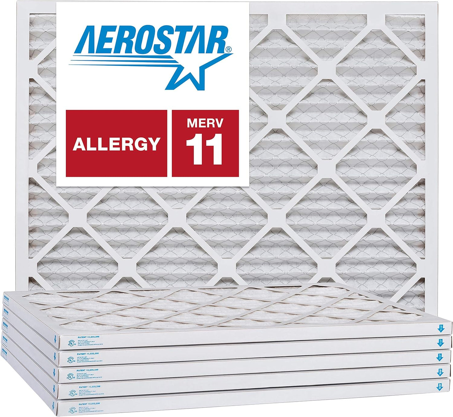Aerostar 21 1/2x23 3/8x1 MERV 11 Pleated Air Filter, AC Furnace Air Filter, 6 Pack (Actual Size: 21 1/2" x 23 3/8" x 3/4")