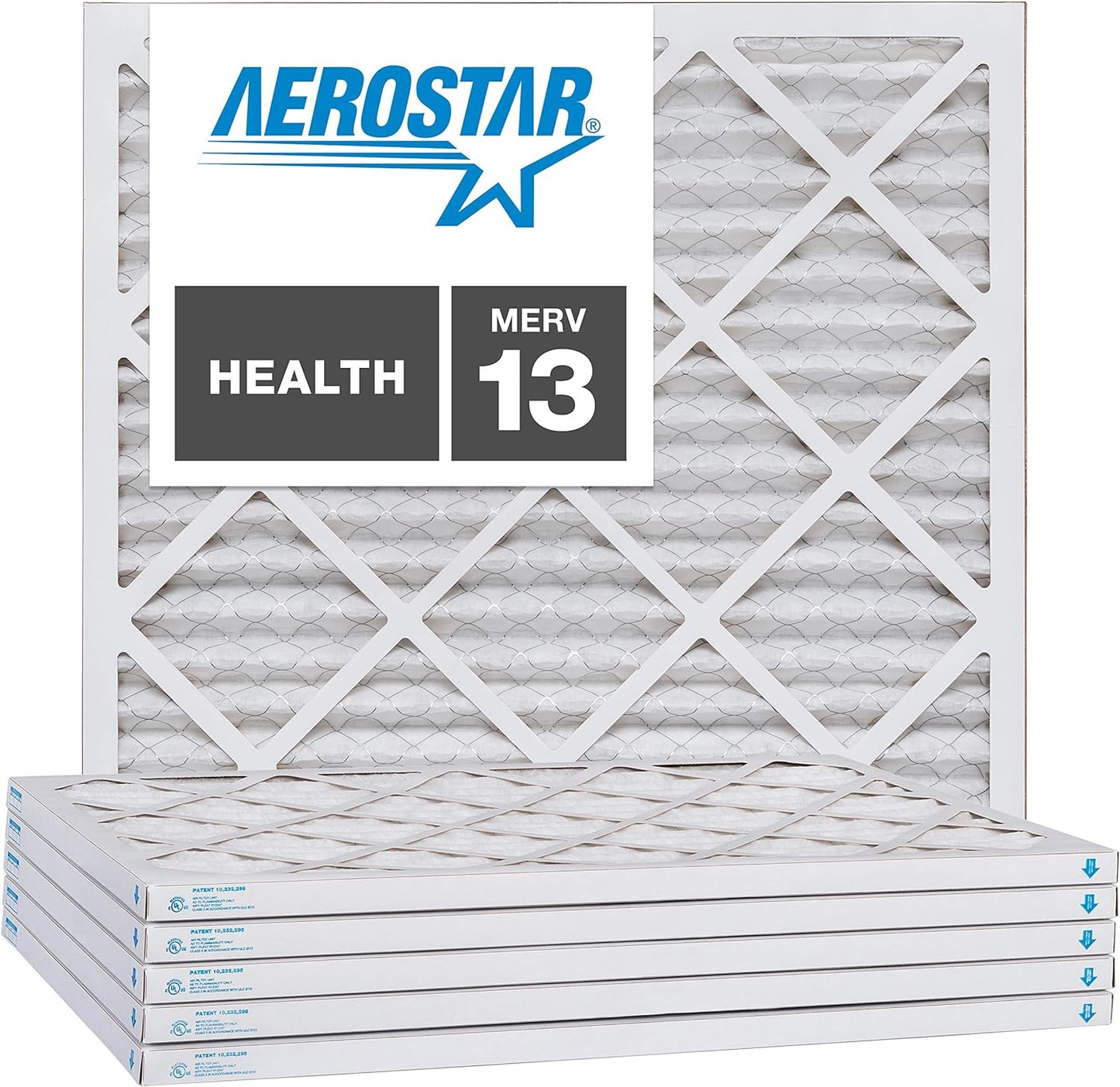 Aerostar 21 1/4x21 1/4x1 MERV 13, Pleated Air Filter, 21 1/4 x 21 1/4 x 1, Box of 6, Made in the USA