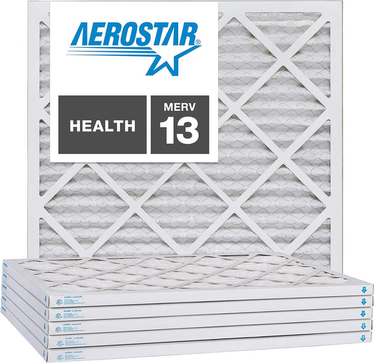 Aerostar 21 1/4x21 1/4x1 MERV 13, Pleated Air Filter, 21 1/4 x 21 1/4 x 1, Box of 6, Made in the USA