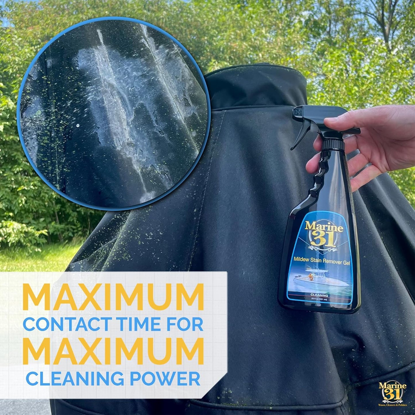 Marine 31 Mildew Stain Remover Gel | Thick Gel Formula for Marine, Boat, Home & Patio | Removes Mildew & Stains from Bathrooms & Showers | Effective Cleaner | M31-375 | 20oz