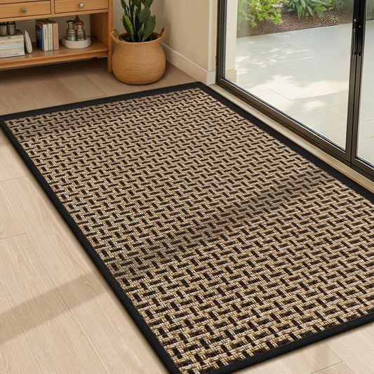 LEKEEPGO Door Mat Indoor Entrance 24"x36", Absorbent Indoor Door Mat, Non Slip Rubber Backing Inside Door Mats, Washable Floor Mat, Low-Profile Doormat for Front Door, Entryway, Entrance, Black