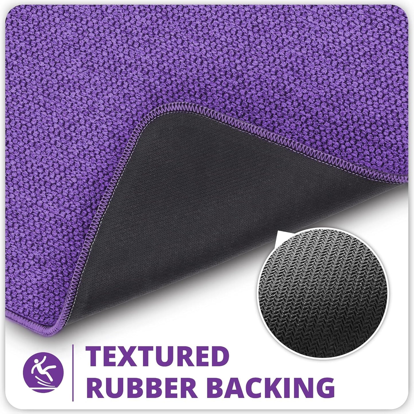 Bath Mat,Ultra Thin Bathroom Runner Rugs,Large Bath Mats for Bathroom,Quick Dry,Non-Slip,Machine Washable,Low Pile,Bath Rug,Shower Outside,Sink,Home Decor Accessories.Purple,1'9"x3'11"（21x47inch）