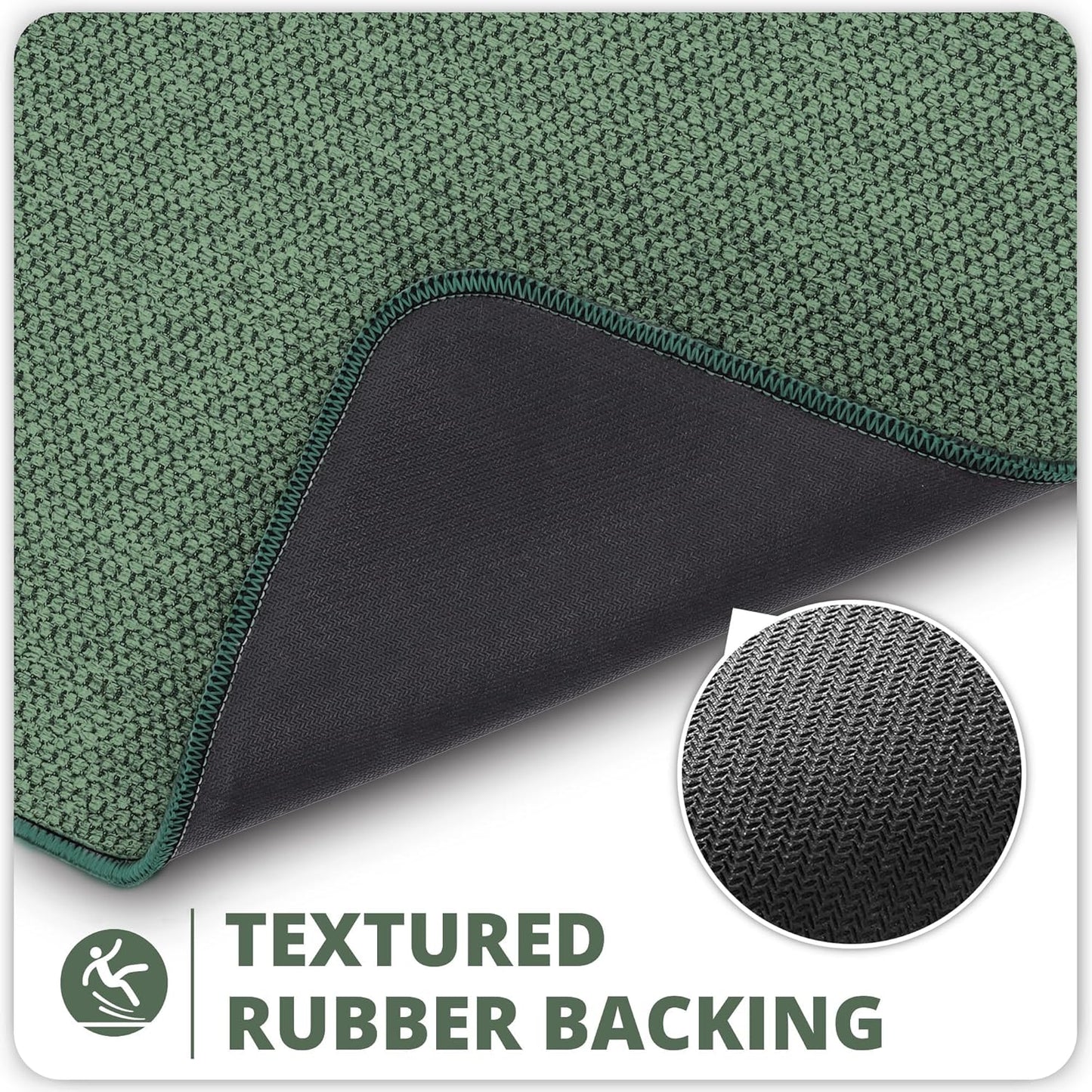 Bath Mat,Ultra Thin Bathroom Rugs,Rubber Bath Mats for Bathroom,No Slip Bath Rugs,Quick Dry,Machine Washable,Low Pile,Absorbent,Shower Outside,Sink,Home Decor Accessories.Green,1'5"x2'3"(17x27inch)