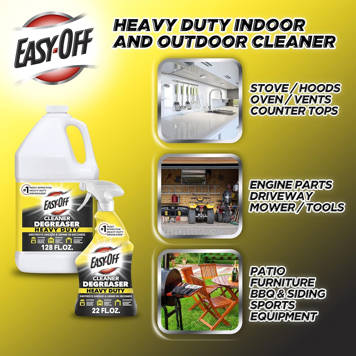 Easy Off Heavy Duty Degreaser Cleaner Spray, 32 Ounce (Pack of 2)