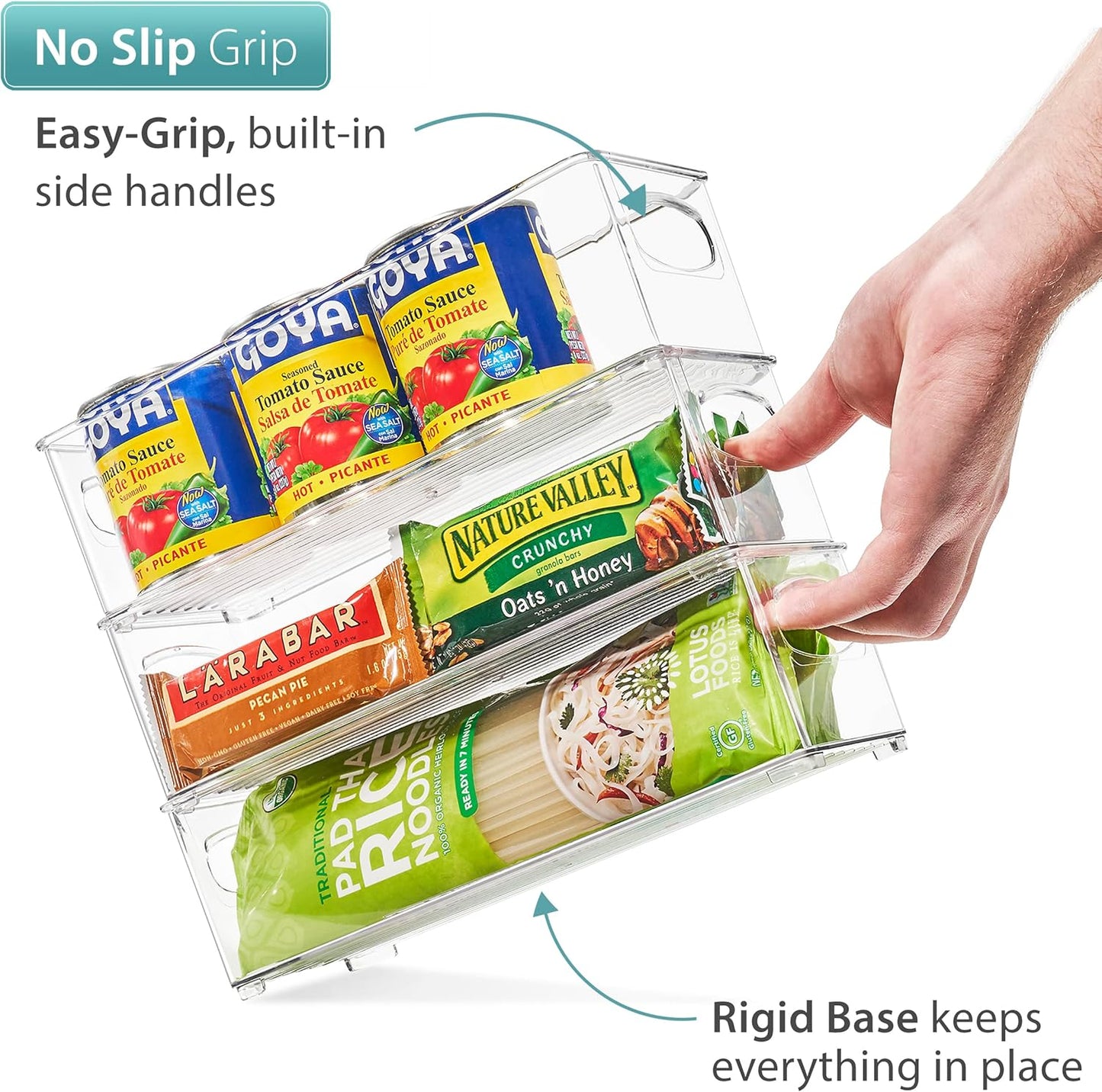 Sorbus Stackable Refrigerator Organizer Bins - Clear Storage Bins for Kitchen Pantry, Freezer & Fridge Organization - Food Organizing Plastic Containers with Handles for Countertops & Drawers (2 Pack)