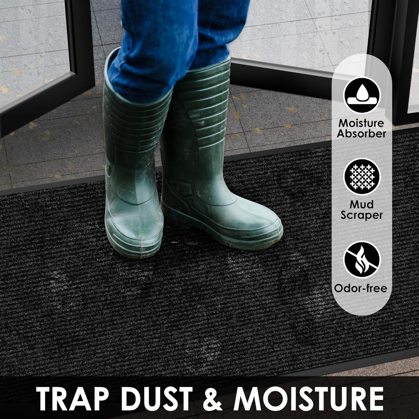 4′ x 35′ Front Door Mat Indoor Outdoor Entrance, Commercial Floor Mat Heavy Duty Dirt Trapper Entryway Doormat, Custom Size Non Slip Rubber Backing Welcome mat, Door Mat for High Traffic Area