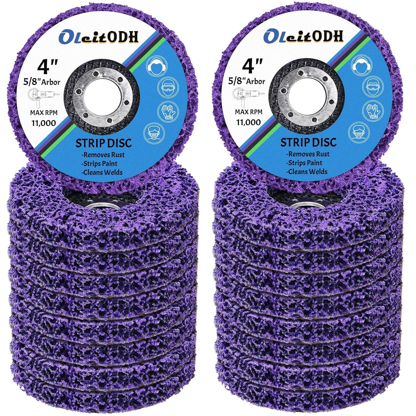 20 Pcs 4" x 5/8" Strip Discs Bulk, Paint Stripping and Rust Removal Wheels for Angle Grinders, Abrasive Grinding Discs for Metal, Wood, and Fiberglass, Purple