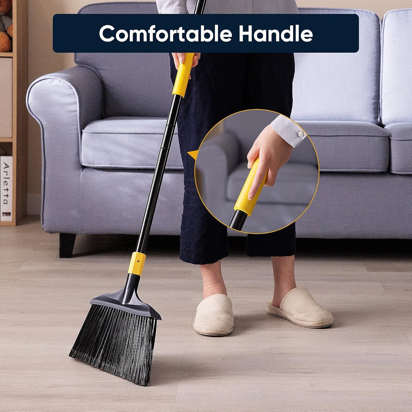 Yocada Heavy-Duty Broom Outdoor Commercial for Courtyard Garage Lobby Mall Market Floor Home Kitchen Room Office Pet Hair Rubbish 54Inch