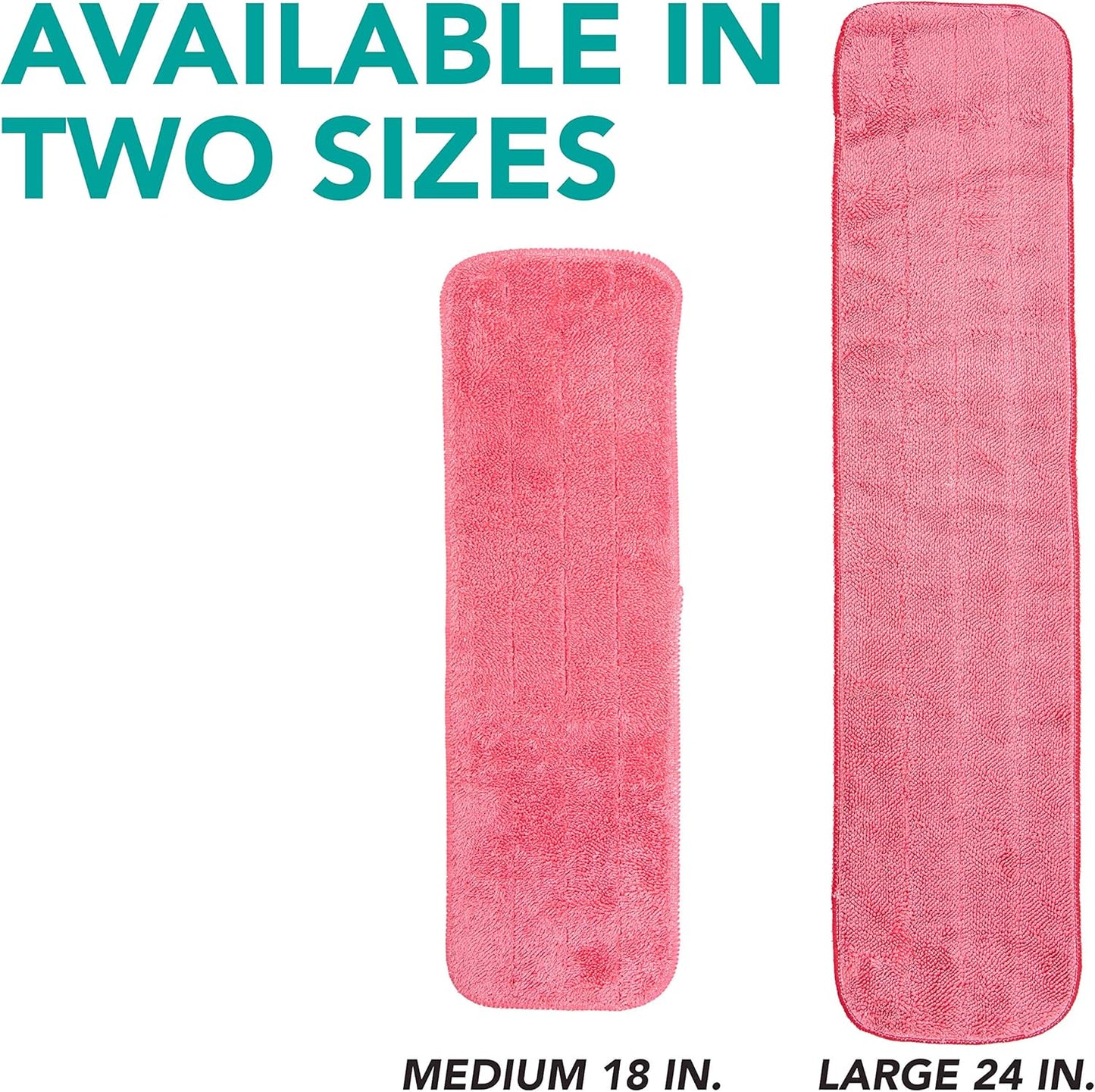 Arkwright Spray Mop Replacement Pads - (Pack of 12) Bulk Microfiber Flat Dry and Wet Refill Mop Pads Floor Cleaning, Compatible with Bona and Rubbermaid, Fits All Mop Heads, 18 in, Red