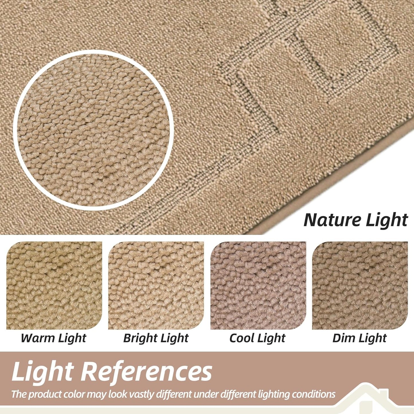 BEQHAUSE Door Mat 20" x 32", Non-Slip Door Mats Indoor Entryway Rugs Washable Low-Profile Absorbent and Stain Resist Floor Mats, Dog Door Mat for Front Back Door, Muddy Wet Shoes & Paws, Beige