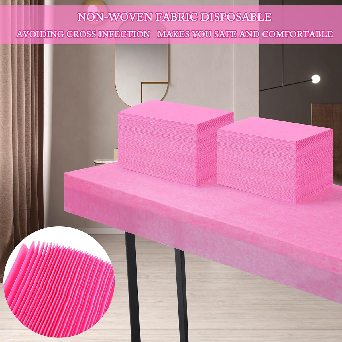 Disposable Bed Sheets 100 Pcs 31" x 71" Massage Table Sheets Non Woven Fabric SPA Bed Cover Breathable for Massage Beauty Tattoos(Pink)