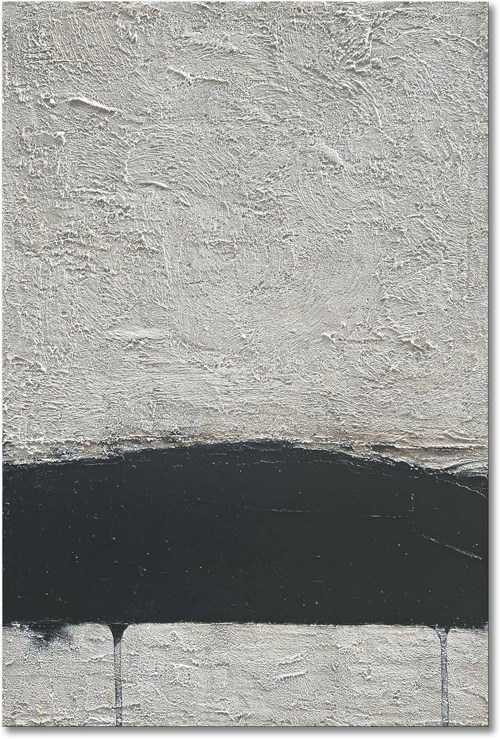 NANKAI Hand-painted Minimalism Black and Gray Art Oil painting Canvas Abstract Oil Painting Wall Art 36x24 Inch Home Wall Decoration