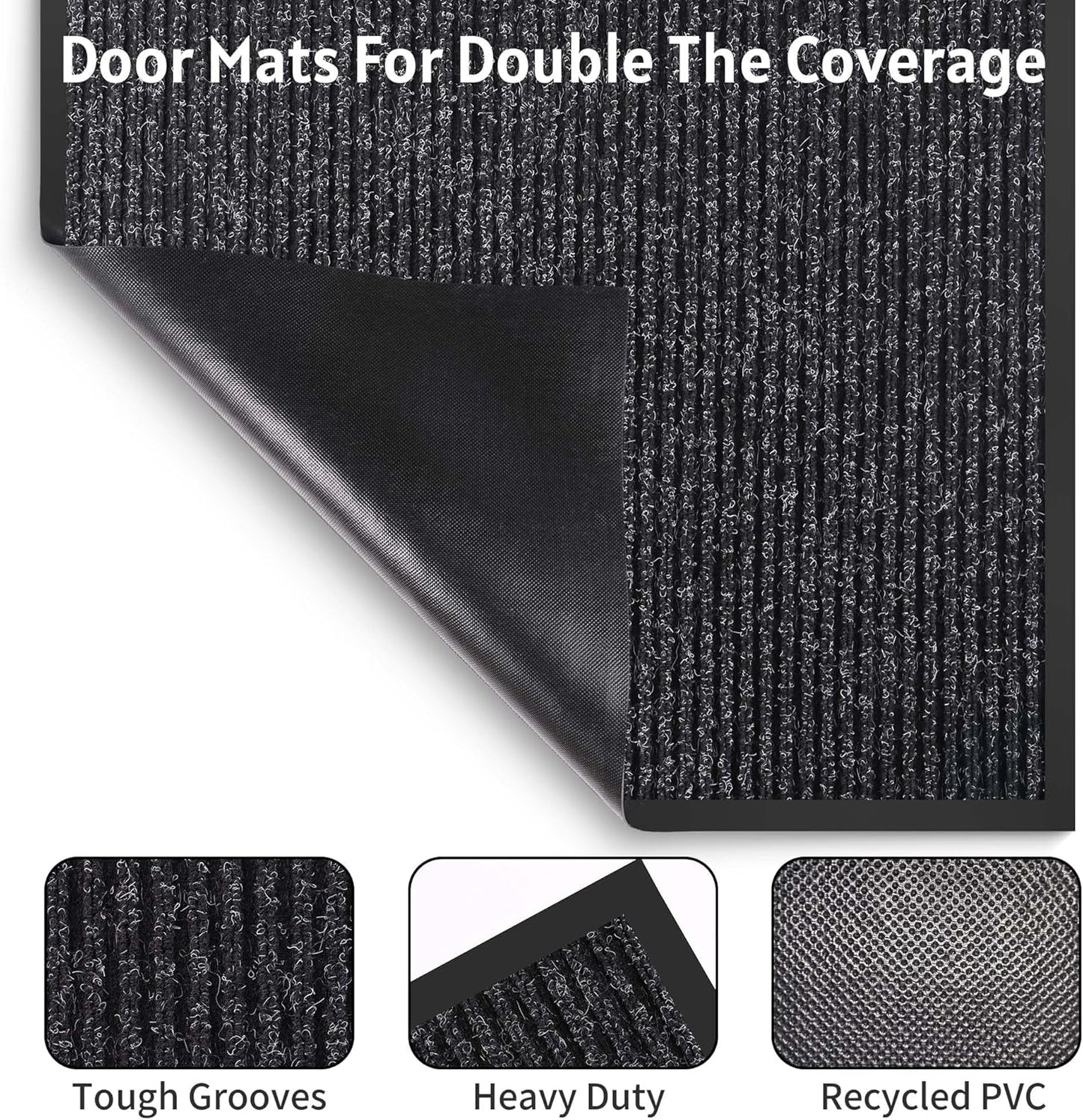 Front Door Mat Indoor Outdoor Entrance, 30" x 48" Dirt Resistant and Absorbent Door Mat, TPR Backing Non-Slip Doormats, Easy to Clean, Low Profile Welcome Floor Mat for Outside Entry