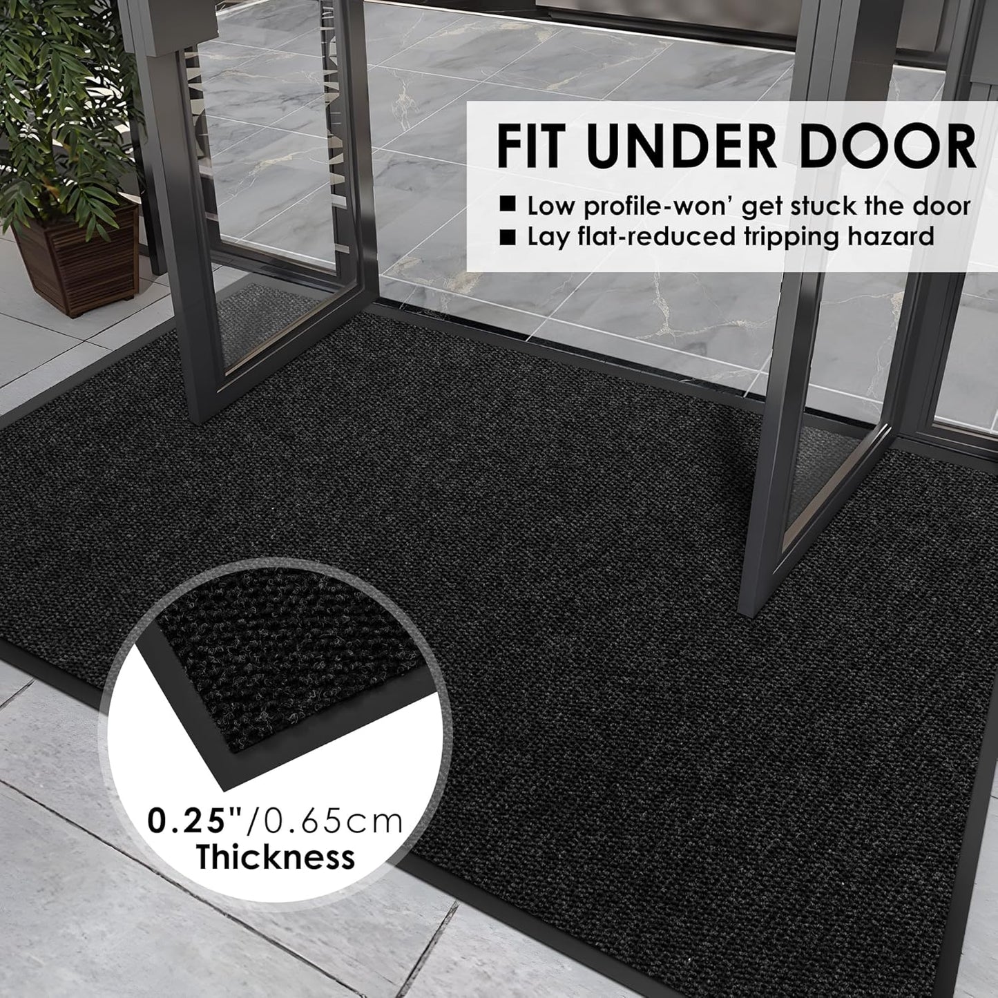 3′ x 41′ Front Door Mat Indoor Outdoor Entrance, Commercial Floor Mat Heavy Duty Dirt Trapper Entryway Doormat, Custom Size Non Slip Rubber Backing Welcome mat, Door Mat for High Traffic Area