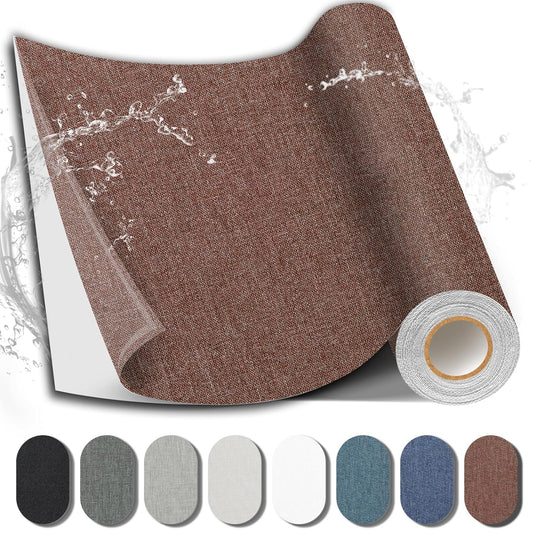 Fabric Repair Patch, Fabric Large Repair Tape, Self-Adhesive Patches for Furniture, Sofa, Car Interior, Shoes, Hand Bag, Clothing (Brown, 3.5X79 Inch)