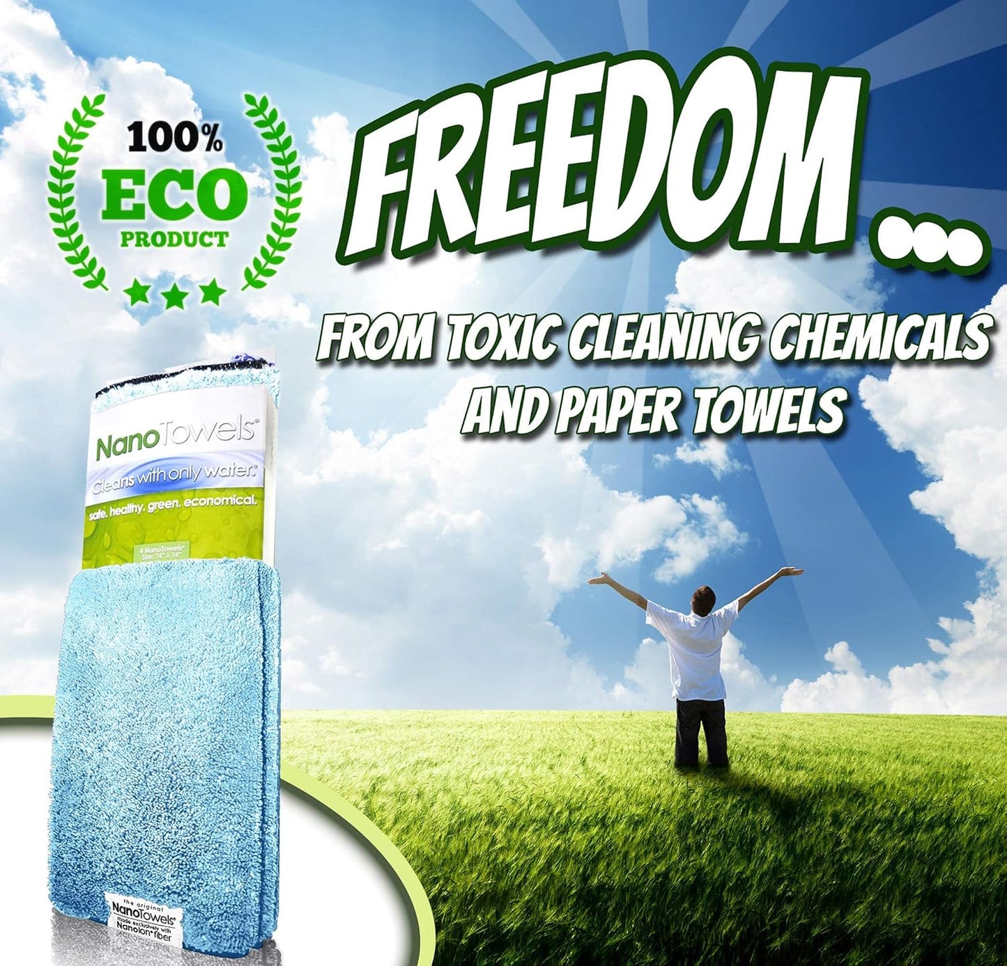 The Amazing Eco Cloth That Cleans Virtually Any Surface with Only Water. No More Paper Towels Or Toxic Chemicals. 4-Pack (14x14, Seashore Teal)