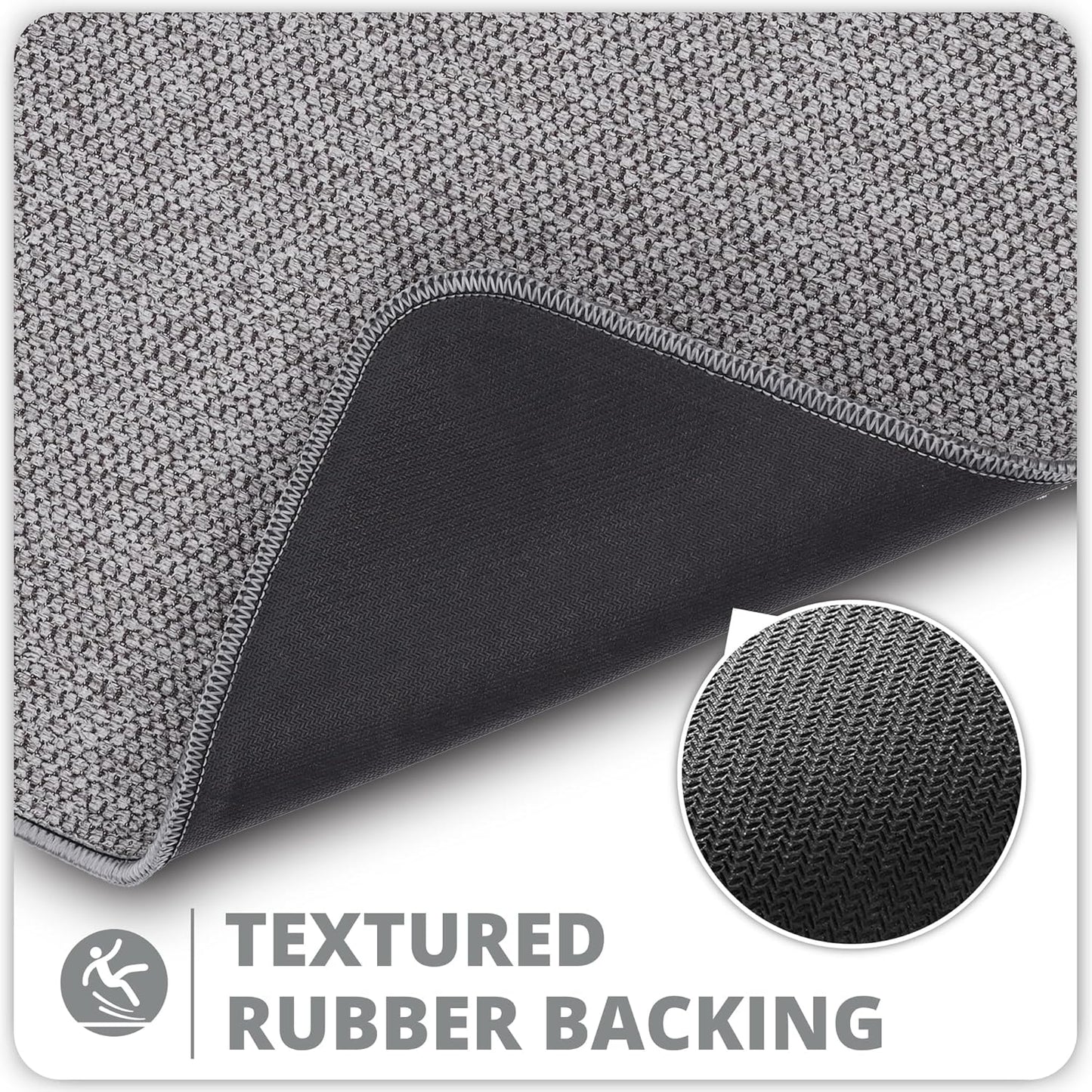 Bath Mat,Ultra Thin Bathroom Runner Rugs,Large Bath Mats for Bathroom,Quick Dry,Non-Slip,Machine Washable,Low Pile,Bath Rug,Shower Outside,Sink,Home Decor Accessories.Grey,1'5"x4'11"（17x59inch）
