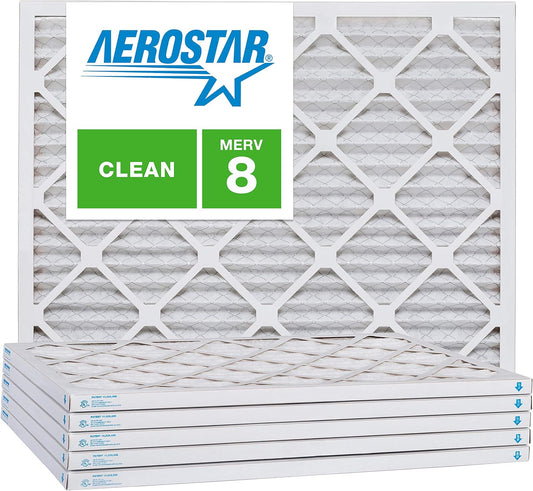 Aerostar 8x20x1 MERV 8, Pleated Air Filter, 8x20x1, Box of 6, Made in the USA