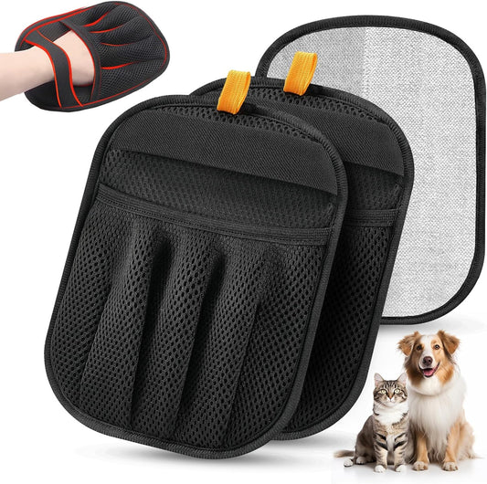 2Pcs Pet Hair Removal Glove for Cats & Dogs, 2025 Newly Upgraded Five-Finger Electrostatic Pet Hair Gloves, Reusable Pet Hair Remover Tool for Couch, Clothing, Car Seat,Carpet
