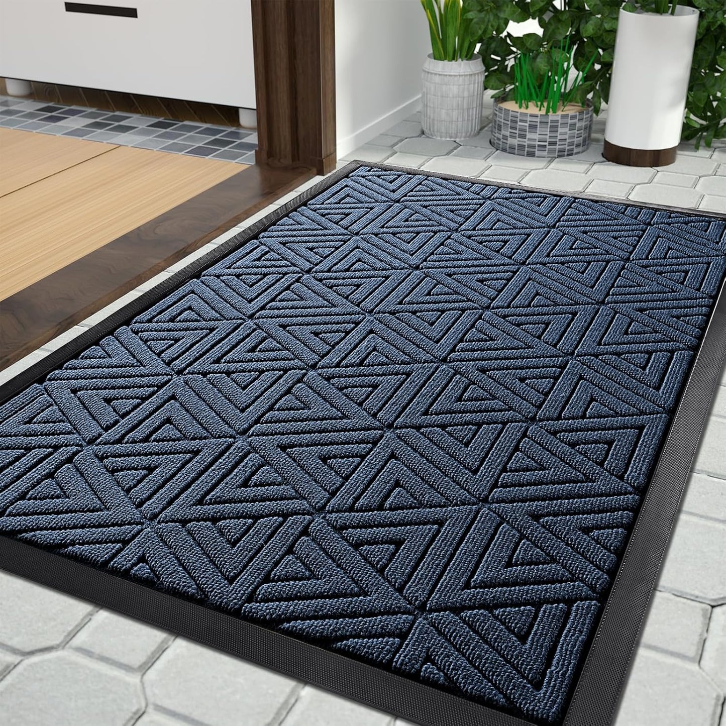 Yimobra Large Door Mat 36x24, All-Weather Waterproof Non-Slip Welcome Matt Outdoor, Heavy Duty Non Slip Doormat for Entryway for Patio and Garage Indoor, Easy Clean, Blue