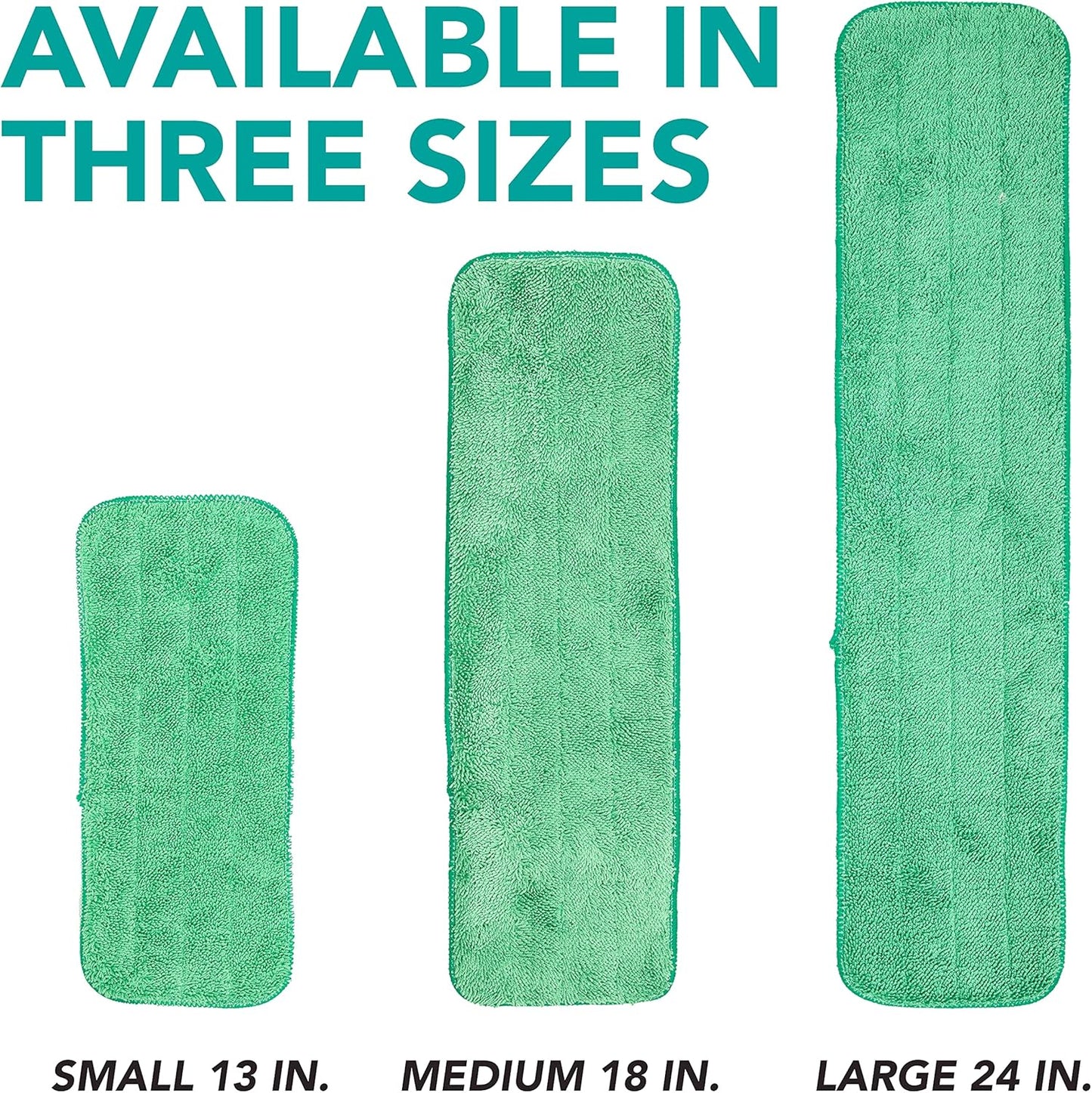 Arkwright Spray Mop Replacement Pads - (Case of 120) Bulk Microfiber Flat Dry and Wet Refill Mop Pads Floor Cleaning, Compatible with Bona and Rubbermaid, Fits All Mop Heads, 18 in, Green